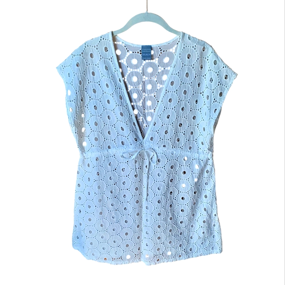 Swimsuit Beach White Cotton Eyelet Coverup XL